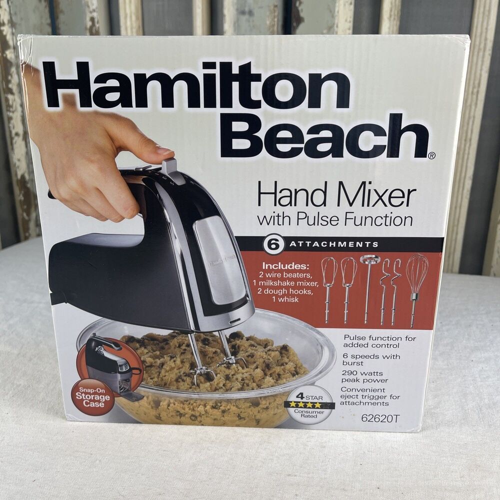Hamilton Beach 62619E Power Deluxe 6-Speed Electric Hand Mixer w/ Snap-On Case